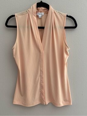 Calvin Klein Peach Sleeveless Blouse Size Small